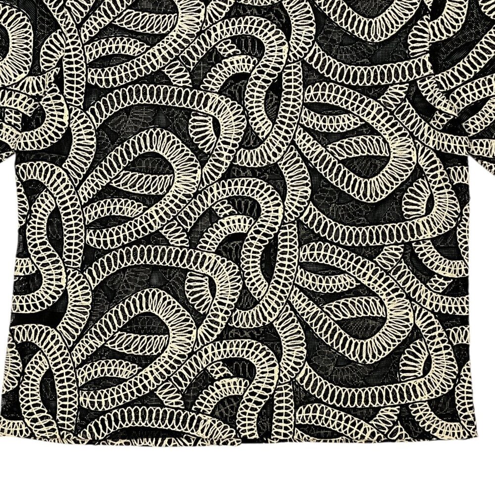 Zara Jacquard Shirt With Contrasting Details Top M Black Embroidery NEW - Picture 9 of 11
